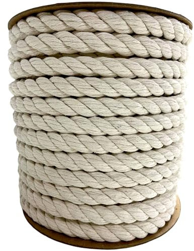 Corde en coton blanc 5 m x 14 mm - Corde en coton - Corde en coton - Corde en coton - Corde en macramé - Décoration de jardin, main courante
