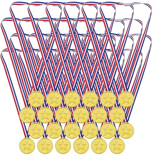 THE TWIDDLERS - Set de 24 Medallas - Perfecto para Competiciones Escolares, Medallas de Fútbol para Niños, Regalos para Ceremonias de Baile, Reconocimientos y Concursos de Logros