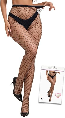 ohyeahlady Fishnet Tights Womens Wide Mesh Tights Thigh High Stockings Plus Size Fish Net for Women Black Pantyhose L-2XL