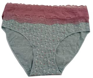 Conf.2 Mini Slip Donna Pizzo e Cotone GD493 (IT, Testo, L, Regular, Regular, Lilla)