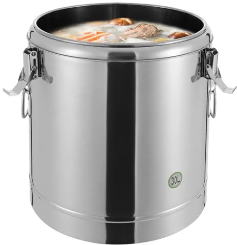 RjcdOPL Récipient Isotherme de Transport Professionnel 30 L, Marmite Isotherme à Soupe Inox 304, Isolation 12 H, Couvercle Hermétique, Pour Restaurants, Buffets, Cuisine