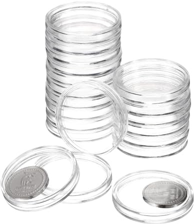 QUARKZMAN 20 stycken 38 mm silver dollar mynthållare, plast myntkapsel skydd akryl klar rund myntsamling behållare för silvermyntskydd eller NFC-etikett