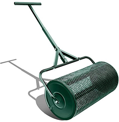 Streuer für Rasen und Garten, 61 cm, robustes Streugerät mit Metallgitter, zum Schieben/Schleppen, Kompost, Torfmoos, Mutterboden, Mulch, Garten- und Rasenpflege, Korbsieb zum Gehen und Schieben fü