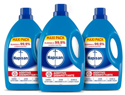Napisan Additivo Disinfettante Lavatrice, 3 Confezioni da 2.2 Litri di Additivo Liquido per Lavatrice, Contro i Batteri e i Cattivi Odori