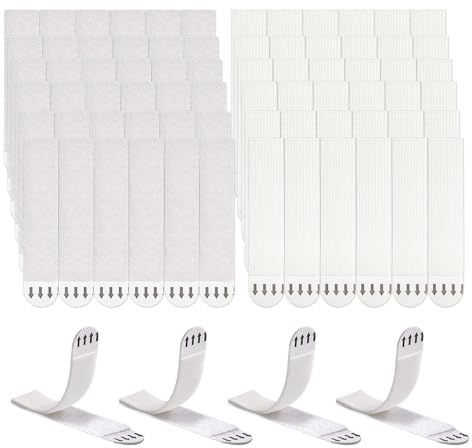 36 Paires(72 Bandes)Languettes Accroches Tableaux, Accroche Tableau sans Percer,Tiras Adhesivas Blancas, pour Accrocher des Calendriers, Affiches et Cadres Photo-92mm x 12mm
