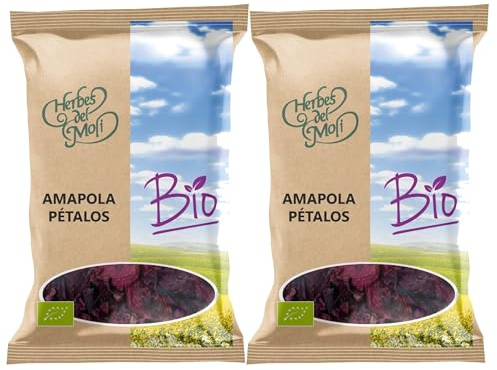 Pack 2 x Amapola Pétalos Herbes del Molí 20 g (40 g total) – Pétalos ecológicos a granel, aroma floral delicado, ideal para infusiones y decoración de postres, mezclas de tisanas
