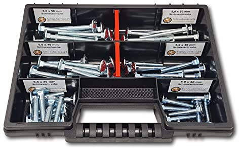 60 tlg. Flachrundschrauben-Schlossschrauben - S Box // Schraubenset Sortimentsbox Schraubenkoffer DIN 603