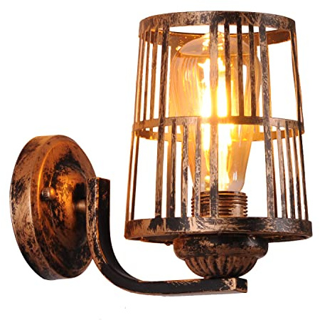 TWSXTE Apliques pared dormitorio interior de Metal Industrial, LED E27 candelabro Retro antiguo (sin bombillas)