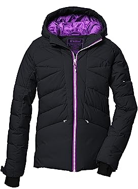 killtec Mädchen Steppjacke/Skijacke mit Kapuze und Schneefang KSW 116 GRLS SKI QLTD JCKT, schwarz blau, 140, 39652-000