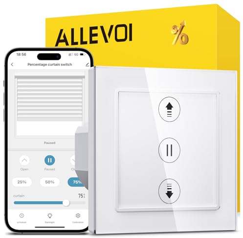 Allevoi Rolladenschalter Smart, Jalousieschalter Rolladen Zeitschaltuhr Kompatibel mit Alexa/Google Home, Prozentuale Steuerung, Benötigt Nullleiter