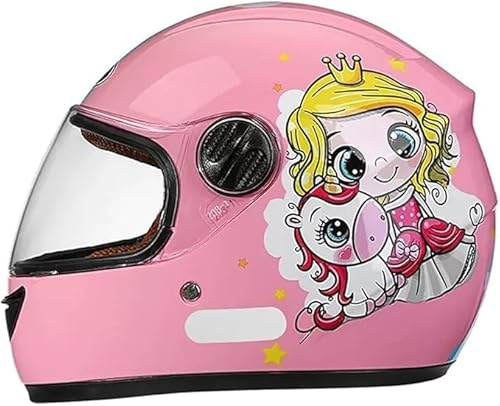 Casque de moto intégral pour enfants, casque de scooter homologué ECE avec pare-soleil et écharpe amovible, casque de scooter pour garçons et filles de 3 à 12 ans G,48-55CM