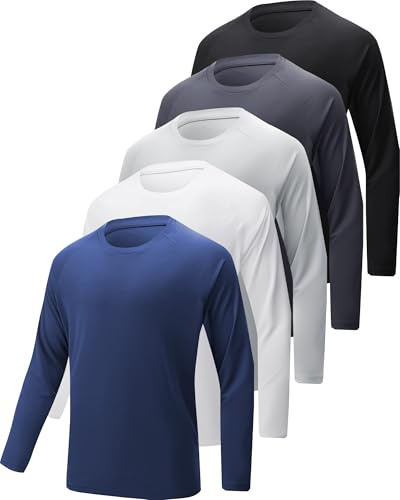 YOIOWVY T-Shirt à Manches Longues pour Homme Anti-UV UPF 50+ 3/5/7Pcs