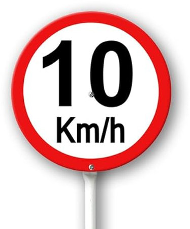 Geroclonup Segnale limite di velocità 10 km con pali in metallo, cartello in alluminio per uso esterno, 23 x 23 cm, resistente alle intemperie