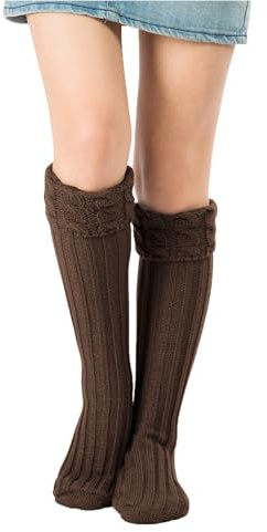 YAMEE Chaussettes Montantes Femme Chaud,Chaussettes d'hiver Chaudes Épais Doux,Chaussettes longues,Chaussettes Tricotées pour Femmes de Sport d'extérieur,Chaussettes Hautes Femme pour Ski,Randonnée