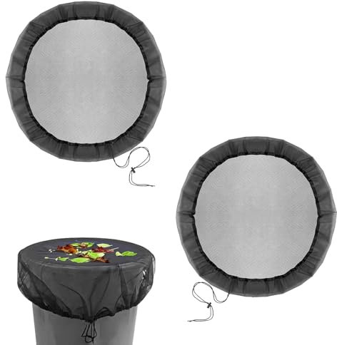 2 Stück Regentonnen Netz Verstellbares Regentonne Abdeckung mit Zugkordel Mückenschutz Regentonnennetz Schutzabdeckung vor Laub Stechmücken,95cm