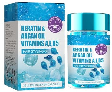 sjfscqr Capsule di siero per Capelli per Capelli Crespi,Capsule di Essenza per Capelli,Siero per Capelli Capsule con cheratina, Oli di argan, jojoba e B5 per Capelli Crespi, secchi e danneggiati