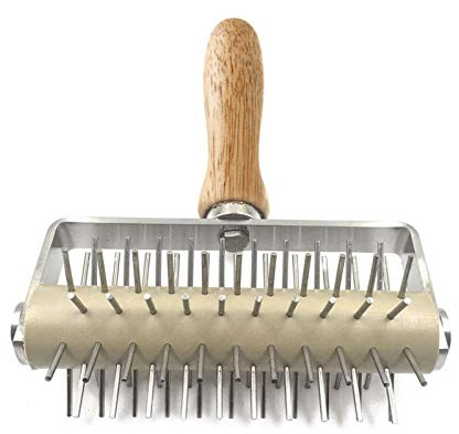 Mattarello in acciaio inossidabile - Dosatore per pasta per pizza, Docker per pasta in acciaio inossidabile per pizza, 8,27 x 3,15 x 1,97 pollici Perforatore per rullo per pizza con manico in legno pe