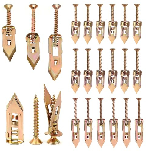 120Pcs Drywall Self Drilling Anchor with Screws Kit, Drywall Screws and Anchor, No Drill Needed, 3 Sizes Metal Plasterboard Fixings for Hanging Picture, Clock, Wall Light, Cabinet