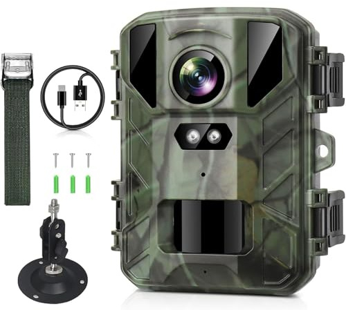 VanBangTec Cámara de Caza 50MP 4K, Camara Fototrampeo Impermeable IP66, 20M Camara de Caza Nocturna 850nm Brillo IR LED, Sensor de Movimiento de 120°, Tarjeta de Memoria No Incluida