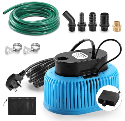 WORKEASE 850GPH Water Pump Automatic On Off, Automatic Submersible Pump with 5 Hose Adapters, 23FT Drain Hose, 25FT Power Cord, Sump Pump for Draining of Pool Covers, Ponds, Tubs(Black)