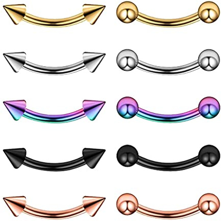 Sharplace Lot de 10 Piercing Labret Nez Sourcil Lèvre Oreille Tragus Balles & Pointe Acier Inoxydable 316L, Motif # 2-6mm