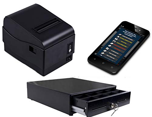 5 Mobile Kasse für Einzelhandel, Kiosk, Imbiss, Cafe, Laden: Terminal, Bondrucker, Geldlade mit Montagehalterung/GDpDU GoBD TSE-Konform