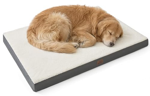 Bedsure XL Dog Beds Large Sized Dog -Comfy Flat Extra Large Pet Beds with Removable Washable Cover, Orthopedic Egg Crate Foam Mat, Suitable for Pet Up to 100 lbs