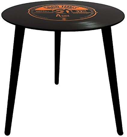 MAISONICA 1970's Style Vinyl Record Style Funky Retro Side Table 40cm - Glass & Metal