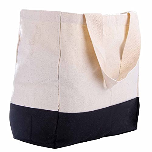Shopper Baumwolltasche Einkaufstasche aus Baumwolle mit vielen Fächern; Leinen Tragetasche & Handtasche XXL mit 54 x 38 x 14 cm