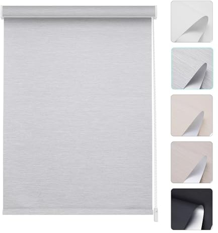 Changshade Size Custom Corded Roller Shades, Blackout Roller Window Blinds with Thermal Insulated for Office, Living Room, Bedroom, Kitchen, Easy Installation Grey CML-ROL-GY-A