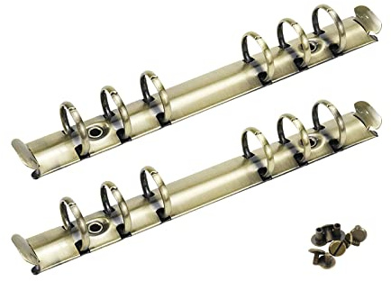 Semetall 2pcs A6 Notebook 6-Ring Binder Mechanism Loose Leaf Binding Spines Combs Metal Clip Ring Binder Replacement Kit,Bronze
