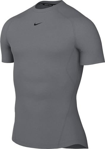 NIKE FB7932-084 M NP DF TIGHT TOP SS Sweatshirt Men's SMOKE GREY/BLACK Size L