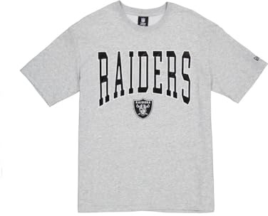 New Era Cap NFL Oversized T-Shirt Satin Applique Patch Logo Las Vegas Raiders Heather Gray Unisex