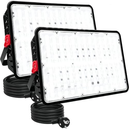 Indmird LED strålkastare utomhus 400W, 2stycken 40000LM Led Strålkastare utomhus 6500K kallvit led strålkastare IP66 vattentät byggstrålkastare LeD-strålkastare för trädgård garage sportfält gård hall
