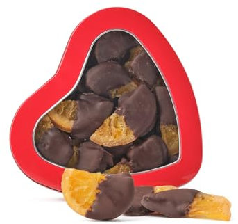 Walnut Tree Heart-Shaped Tin – Gourmet Orange Slices Gift, Dipped in Dark Chocolate– Handpacked in the UK – Great Taste Award Winner – Luxury Gift Selection, Birthday, Anniversary, 200g