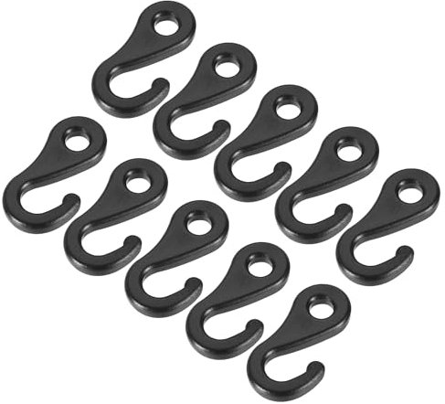 Camping Snaps Hooks Plastic Buckles, 6.5mm Hole Clip Accessories for Tent Canopy, Black Pack of 10