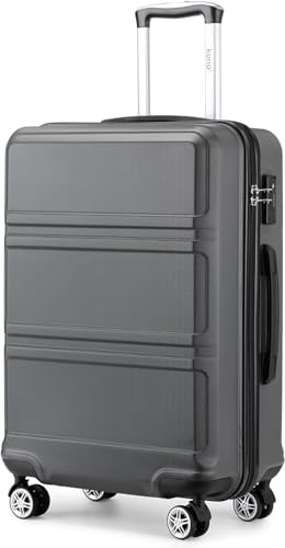 KONO Koffer Großer 28 Zoll Leicht ABS+PC Hartschalenkoffer XL mit TSA-Schloss Reisekoffer mit 4 Rollen Rollkoffer 75×48×30cm, Grau