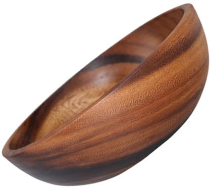 DECHOUS 1pezzi Ciotola in Legno per Insalata Ciotola per Frutta Rotonda Contenitore per Snack per Servire Cibo Contenitore per Dessert Facile da Pulire e Trasportare per Frutta Riso