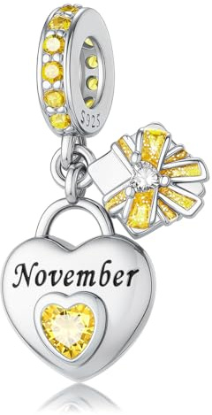 HappyStar 925 Sterling Silber Herz Zirkonia Geburtsstein Charm Anhänger für Geburtstag Personalisiertes Geschenk Bead Charms für Damen kompatibel Pandora Armbänder Geburtstag Valentinstag