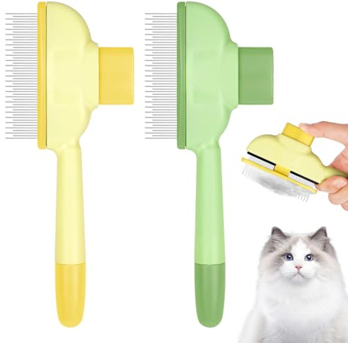 OFFCUP Peigne pour Chats, Peignes Autonettoyant pour Chats, Peigne de Toilettage Peignes D'Épilation pour Animaux de Compagnie avec Libération Bouton Enlever les Poils Morts