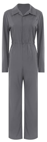 Monduelle Damen Arbeitsoverall Schutzanzug Blaumann Overall Jumpsuit Werkstatt Arbeitsanzug Coverall Mechaniker Arbeitskleidung Grau S