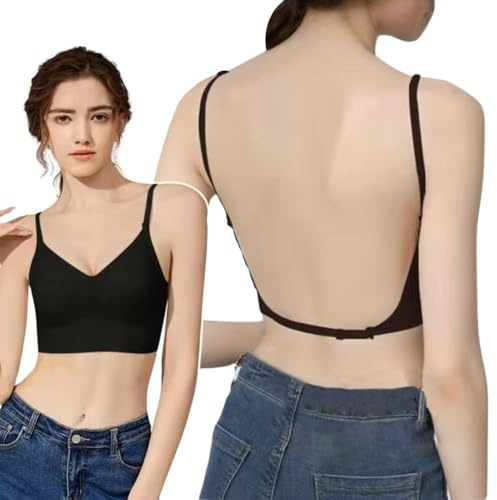 BKEPDY Soutien-Gorge Dos Nu pour Femmes, Soutien Gorge Invisible Push Up, Dos Ouvert à découpe Basse, Convertible en Soutien-Gorge Dos Nu Multiway Halter