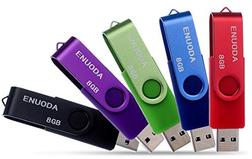 ENUODA 5 Stück USB Stick 8GB USB Speicherstick Rotate Metall Mehrfarbig High Speed USB 2.0 Flash Drive Pack (Rot,Grün,Schwarz,Blau,Violett)