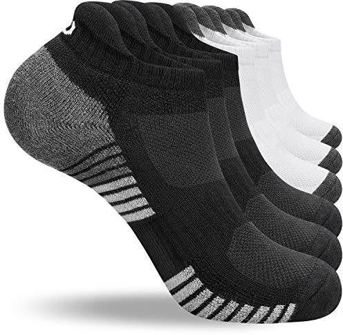 coskefy Running Socks Thick Cushion Ankle Trainer Socks for Men Women Cotton Sports (6 Pairs)