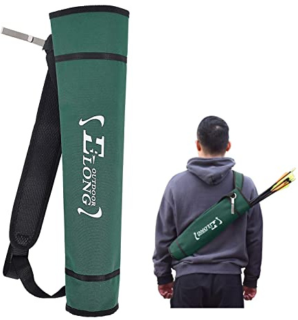Elong Archery Quiver Back Arrow Quiver Holder Adjustable Compound Recurve Bow Hunting Target Exercise for Teenagers and Adults GREEN