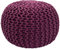 kreatives Wohnen Pouf Ø 55 cm Strickhocker Sitzpouf Bodenkissen Grobstrick-Optik extrahoch Höhe 37 cm violett