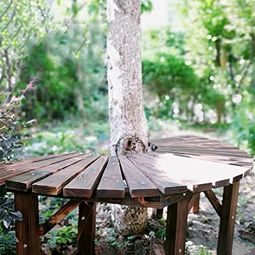Yclty Asiento de Árbol Muebles de Jardín de Madera Semicírculo Banco de Árbol de Parque Banco de Jardín Anticorrosivo Resistente A La Intemperie 3 Plazas, D-120 cm H-40 cm