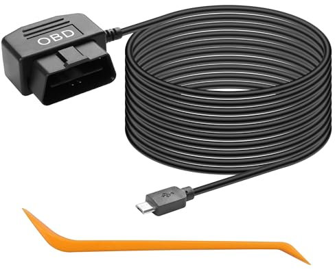 CERRXIAN 11,5 Fuß Micro-OBD-Netzkabel, OBD-auf-Micro-Dashcam-Stromkabel, 24-Stunden-Überwachung/Acc-Modus, 12 V/24 V auf 5 V OBD-Zugkabel mit Schalterknopf