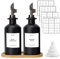 Sunal Lot de 2 Distributeurs d'Huile d'Olive Avec Plateau - 350 ml, Noir, en Verre Pour Cuisine Avec Bec Verseur Lesté