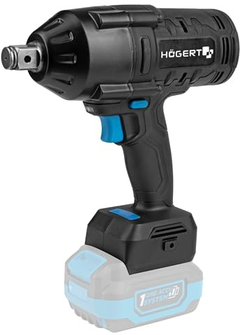 Högert Technik Kabelloser Bürstenloser Schlagschrauber 18V, 1000 Nm, 1300 Nm Losbrechmoment, 3/4 Vierkantgriff, LED Beleuchtung, 3-Geschwindigkeitsstufen, ohne Akku, Thermoschutz, Metallgetriebe